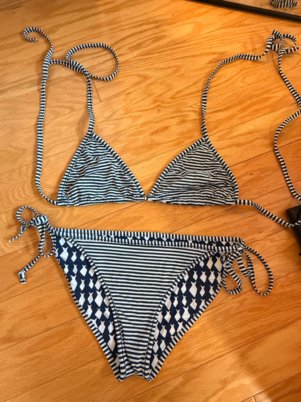 Patagonia Striped Navy & White Triangle Bikini Set